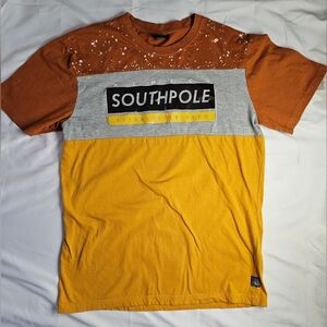 Southpole Mens Vintage Orange And Yellow Insignia T-shirt Size Large